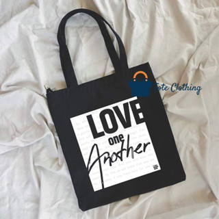 Weo TOTE BAG ผ้าแคนวาส สีดํา LOVE