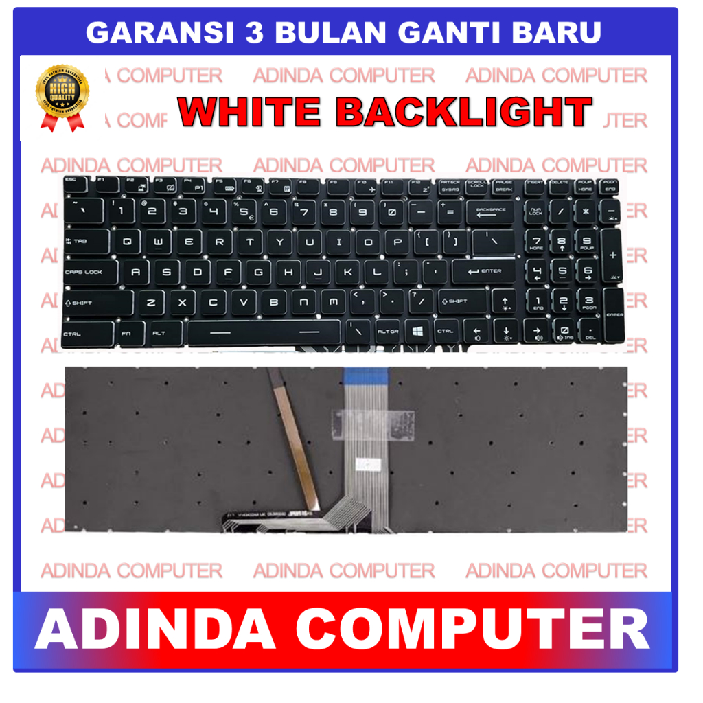 MSI GS60 GE62 MS-13J3 MS-179B WS60 2PC 2PE 2PL 2PM 2QC 2QD 2QE 6AK 6QC CX62 คีย์บอร์ดแบ็คไลท์สีขาว
