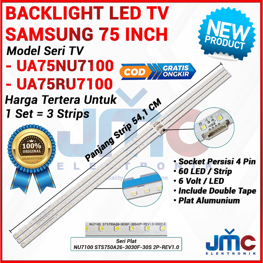 SAMSUNG 75 INCH LED TV BACKLIGHT UA75NU7100 UA75RU7100 75NU7100 75RU7100 75 IN LED TV BL LAMP