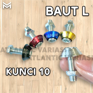 Moscow สลักเกลียวตัว L 10 ชิ้น และแหวนกุญแจ 10 สลักเกลียว CNC MONEL Bolt BODY POSH Fender Bolt L DRAT 10/6 มม. L Key Bolt 10-UNIVERSAL nmax vario beat genio Cbr lexi fino sat fu Adv aerox mio Etc