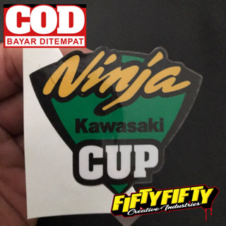 สติกเกอร์เคลือบเงา พิมพ์ลาย KAWASAKI NINJA CUP สําหรับติดตกแต่งหมวกกันน็อค รถจักรยานยนต์ รถยนต์