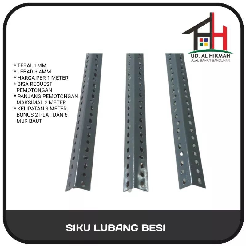 SIKU PER 1 เมตร IRON RACK ELbow / IRON Hole Angle หนา 1 มม.