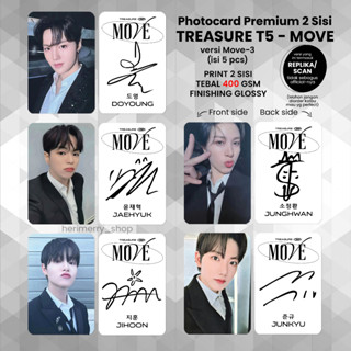 (ISI 5 ชิ้น) โฟโต้การ์ด TREASURE T5 MOVE - Potocard Premium 2 ด้าน Kpop Merch Unofficial Teume Card