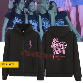 เสื้อแจ็กเก็ต มีฮู้ด ลายโลโก้ blackpink bornpink tour WORDART BP Down สไตล์เกาหลี