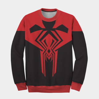 เสื้อกันหนาว พิมพ์ลาย Spiderman Miguel Ohara 2099 แบบหนา สีแดง สีดํา