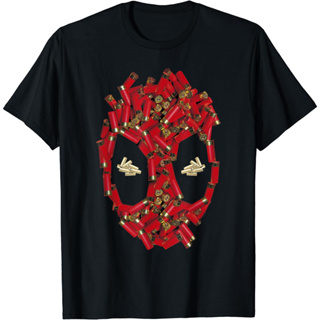 เสื้อยืด พิมพ์ลายการ์ตูนมาร์เวล Deadpool Shotgun Shell Big Face แฟชั่นสําหรับเด็ก และผู้ใหญ่ อายุ 1 2 3 4 5 6 7 8 9 10 11 12 ปี