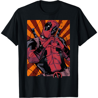 เสื้อยืด ลาย Marvel Deadpool Heart Hands Portrait แฟชั่น สําหรับเด็ก ผู้ใหญ่ อายุ 1 2 3 4 5 6 7 8 9 10 11 12 ปี