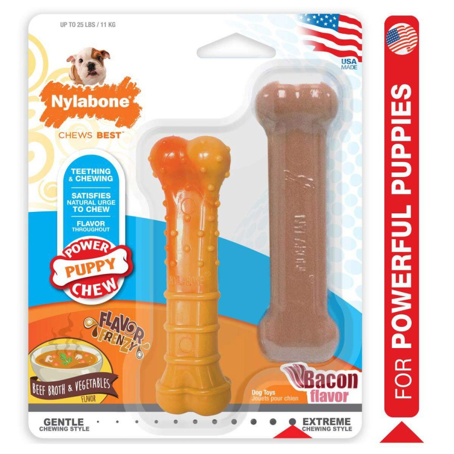 NYLABONE NPFF102P Puppy Power Chew Beef Broth, Veggies & Bacon-REGULAR