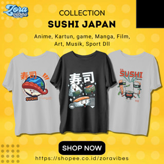 เสื้อยืด พิมพ์ลาย SUSHI น่ารัก ไซซ์ S M L XL XXL XXXL สําหรับผู้หญิง และผู้ชาย