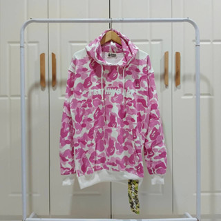 เสื้อกันหนาว มีฮู้ด ลายโลโก้ Bape A Bathing Ape Pink Camo สําหรับผู้ชาย