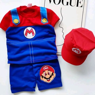 มาริโอ ชุดเสื้อผ้าเด็ก ชุดมาริโอ้โบรส์ พร้อมหมวก สําหรับอายุ…