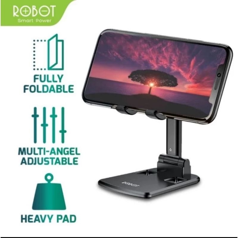 ROBOT RT US06 FULLY FOLDABLE UNIVERSAL HOLDER สีดําอย่างเป็นทางการ รับประกัน 1 ปี / TABLET & HP HOLD