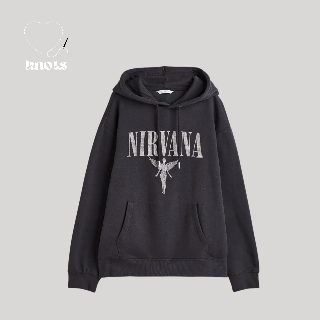 Nirvana เสื้อฮู้ดสีเทาเข้ม