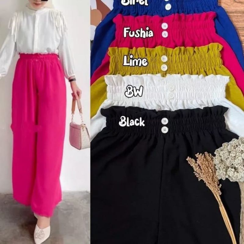 Yora Culottes กระดุมยางจับจีบ 2 ปุ่ม