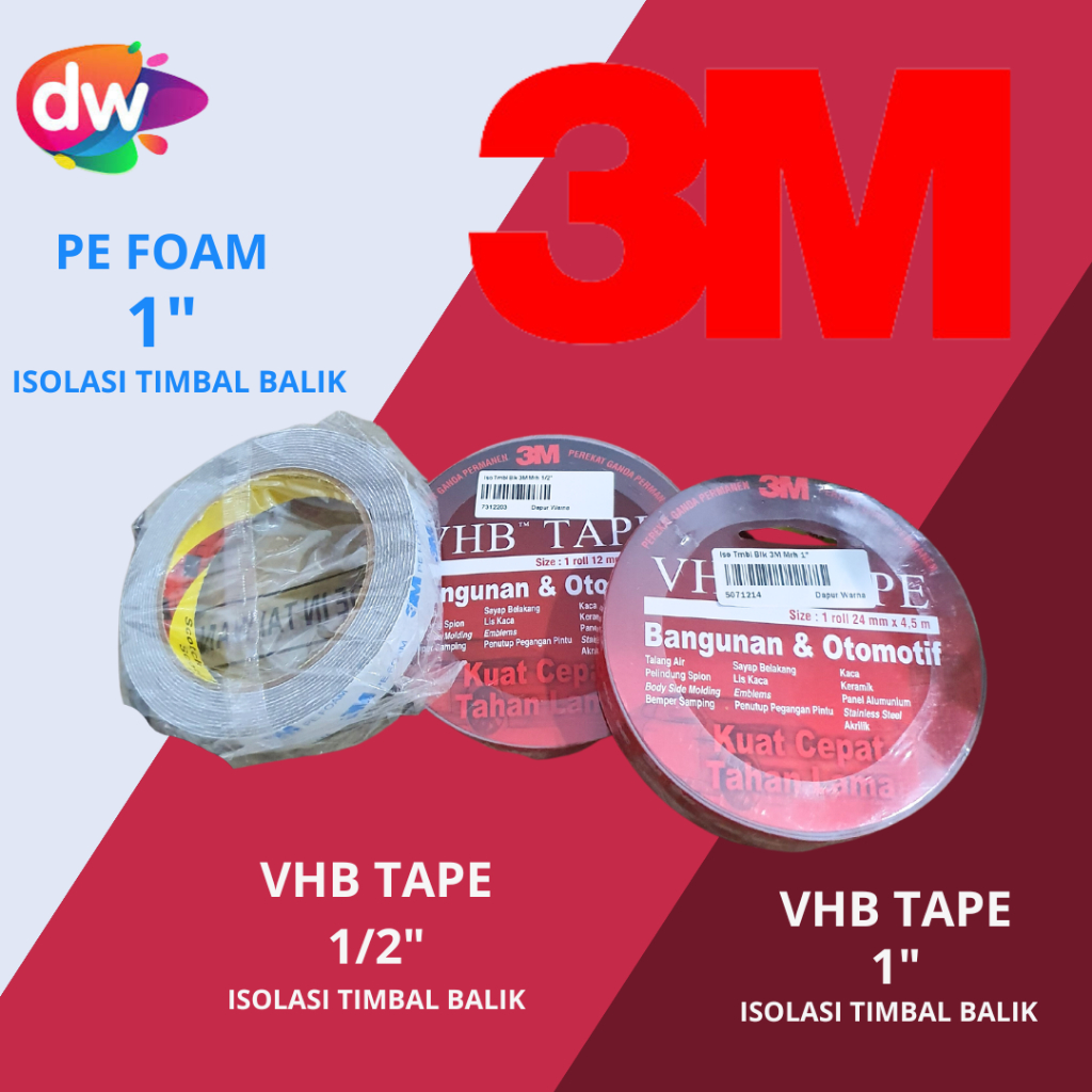 Putih MERAH 3M PE Foam Tape & VHB Tape (3M White & Red Reciprocal Isolation)