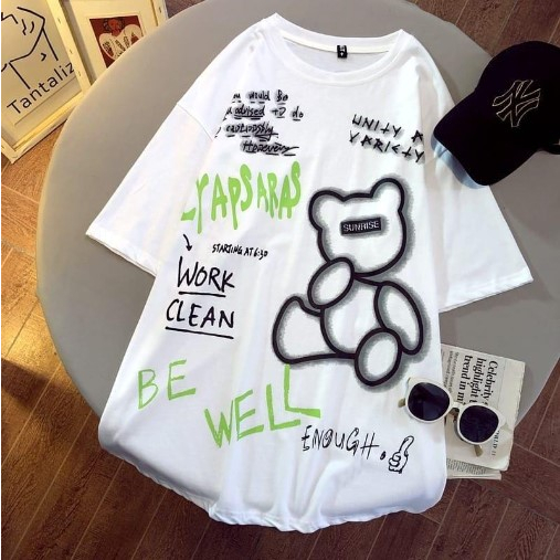 จัดส่งฟรี ISEVEN P BE WELL เสื้อยืด OVERSIZE ผู้หญิง