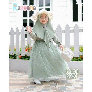 Rayyana Girls GAMIS SET SYARI KIDS BL เสื้อผ้าเด็กผู้หญิง แนวร่วมสมัย APK Antem GAMIS SET HIJAB SYARI สีขาว สีดํา สําหรับเด็ก อายุ 3-8 ปี เซจ