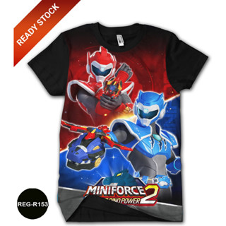 เสื้อยืด ลายการ์ตูน Mini Force Super Dino 3D สําหรับเด็ก REG-R153