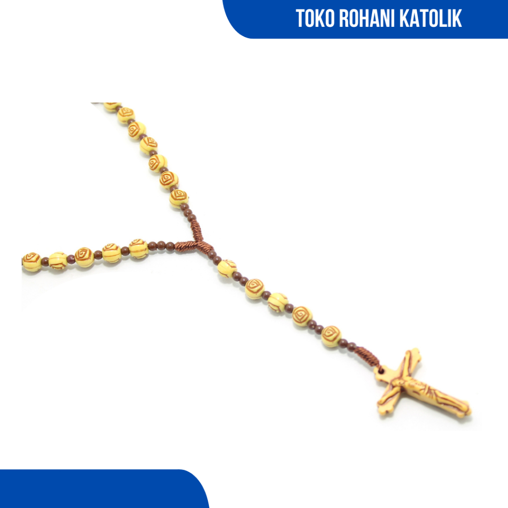 MAWAR ACRYLIC ROSARY WITH ROSE MOTIF / CATHOLIC ROSARY NECKLACE / สร้อยคอแมว / ROSARY สําหรับผู้ชายแ