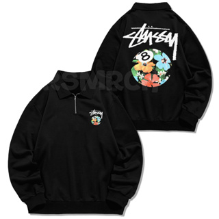 Stussy 8 เสื้อแจ็กเก็ต มีซิปครึ่งตัว สีรุ้ง สําหรับผู้ชาย และผู้หญิง