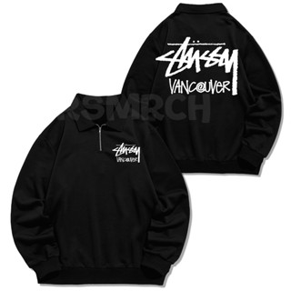 Stussy Vancouver เสื้อแจ็กเก็ต มีซิปครึ่งตัว สําหรับผู้ชาย และผู้หญิง