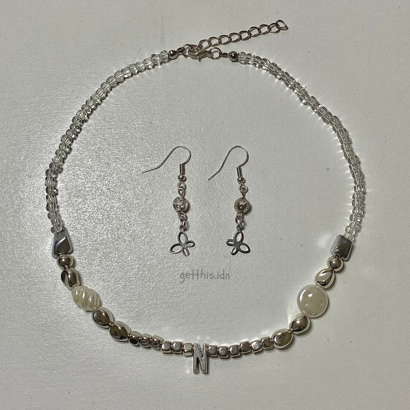 (GT77106) ต่างหูสร้อยคอ ลูกปัด Initial y2k Style | Getthis.idn สร้อยคอลูกปัด