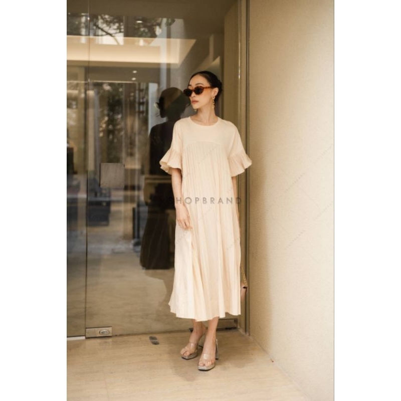 VSHOP BRAND VSHOP DRESS PLEATS COTTON CREAM BANGKOK