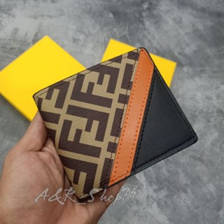 Fendi FF กระเป๋าสตางค์ แบบพับได้ นําเข้า สําหรับผู้ชาย