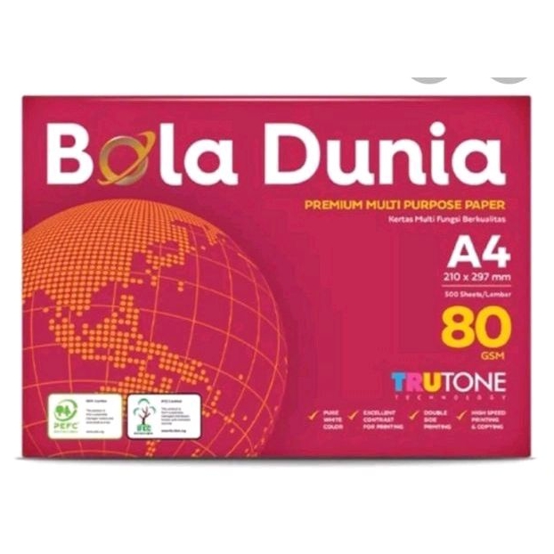 HVS PAPER SIDU A4, F4, A4 WORLD BALL, F4 80 GRAM / RIM