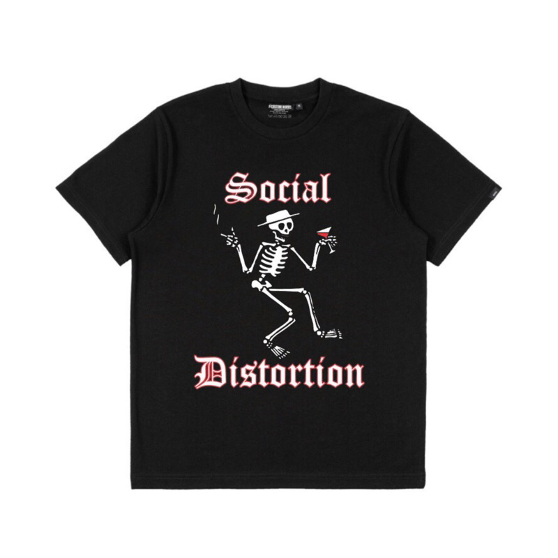 SOCIAL DISTORTION Skull Black Heavy weight Cotton 24s Band T-Shirt