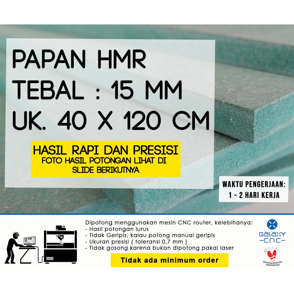 กล่อง HIJAU 40 x 120 ซม. - หนา 15 มม. HMR - บอร์ด HMR / บอร์ด MDF สีเขียว