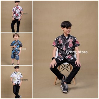 kemeja motif anak-anak lengan pendek keren dan terbaru usia 9tahun sampai 14tahun
