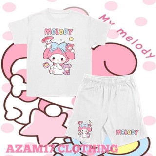 ชุดเสื้อยืด กางเกงขาสั้น พิมพ์ลาย My Melody Sanrio Kuromi สําหรับเด็กผู้ชาย และเด็กผู้หญิง