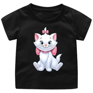 เสื้อยืด ลาย MARIE CAT สําหรับเด็กผู้หญิง อายุ 1-12 ปี