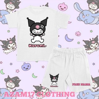 ชุดเสื้อยืด กางเกงขาสั้น พิมพ์ลายตัวอักษร My Kuromi Free Add Name Sanrio สําหรับเด็กผู้ชาย และเด็กผู้หญิง