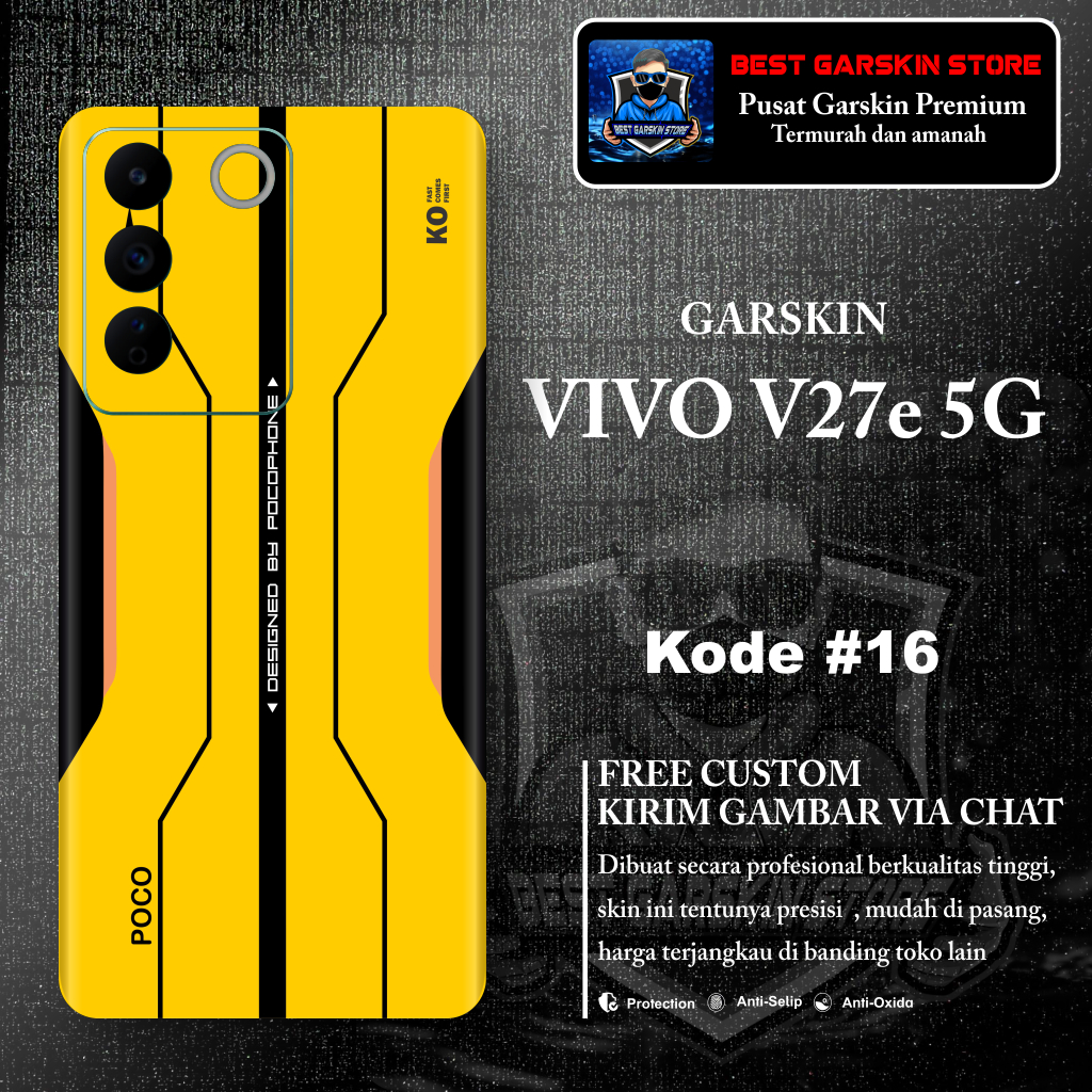 (บรรจุ 2 ชิ้น) สติ๊กเกอร์ Garskin VIVO V27e 4G Motif 16-20 (สามารถขอภาพได้)