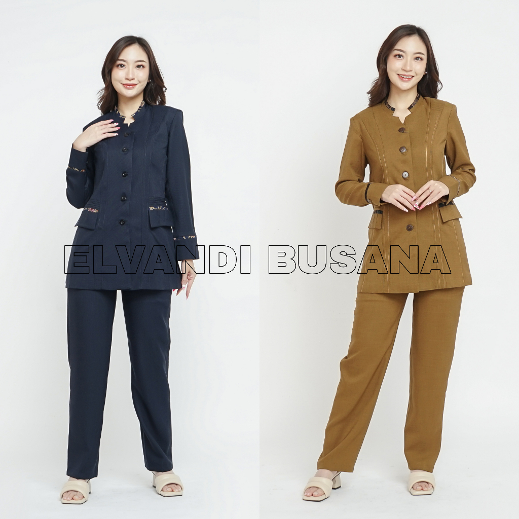 เบลเซอร์ผู้หญิง เสื้อผ้าทํางาน ชุดออฟฟิศ PDH PNS บริการข้าราชการในท้องถิ่น ASN ครูผู้หญิงกางเกงสูทรหัส 5002 สีภาค Aceh ข้าราชการสีกากีสีน้ําตาลเข้ม สีกรมท่าเข้ม