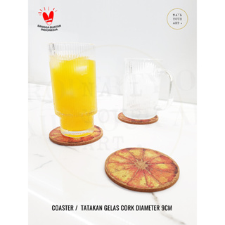Artisan Premium Coaster - ที่รองแก้ว สีส้มแห้ง - ที่รองแก้วเล็บ - ที่รองแก้ว พิมพ์ลายไม้ก๊อก