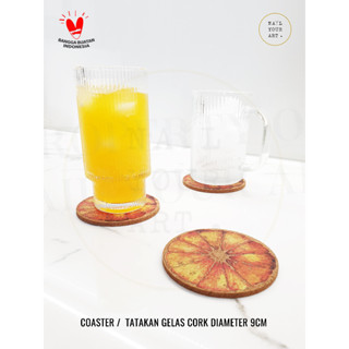 Artisan Premium Coaster - ที่รองแก้ว สีส้มแห้ง - ที่รองแก้วเล็บ - ที่รองแก้ว พิมพ์ลายไม้ก๊อก