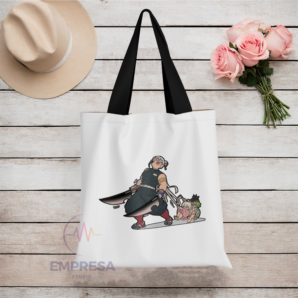 Gyutaro Daki Uzui tengen Kimetsu no Yaiba Canvas โพลีเอสเตอร์ Tote Bag