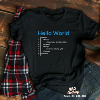 เสื้อยืด พิมพ์ลาย Hello world coding Bookโปรแกรมเมอร์