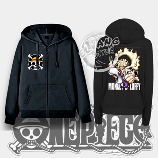 เสื้อกันหนาว มีฮู้ดดี้ แต่งซิป ลาย One Piece gear 5 luffy สําหรับเด็กผู้ชาย