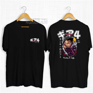 เสื้อยืดผ้าฝ้าย พิมพ์ลายอนิเมะ LUFFY GEAR 4 ONEPIECE SUN GOD NIKA สไตล์ญี่ปุ่น ฮาราจูกุ โอเวอร์ไซซ์ 30s สีกาเมะกากี สําหรับผู้ชาย ผู้หญิง