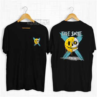 เสื้อยืดผ้าฝ้าย พิมพ์ลาย Distro FAKE SMILE Distro Words โอเวอร์ไซซ์ สไตล์สตรีท ยุค 30 สีกาเมฮากิ สําหรับผู้ชาย และผู้หญิง