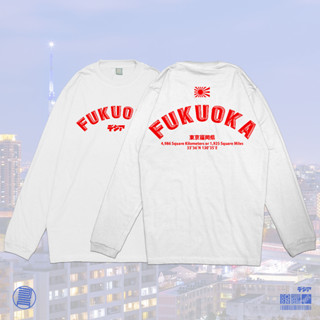 เสื้อยืดแขนยาว พิมพ์ลายการ์ตูนอนิเมะ Fukuoka Japan City สไตล์ญี่ปุ่น สําหรับผู้หญิง