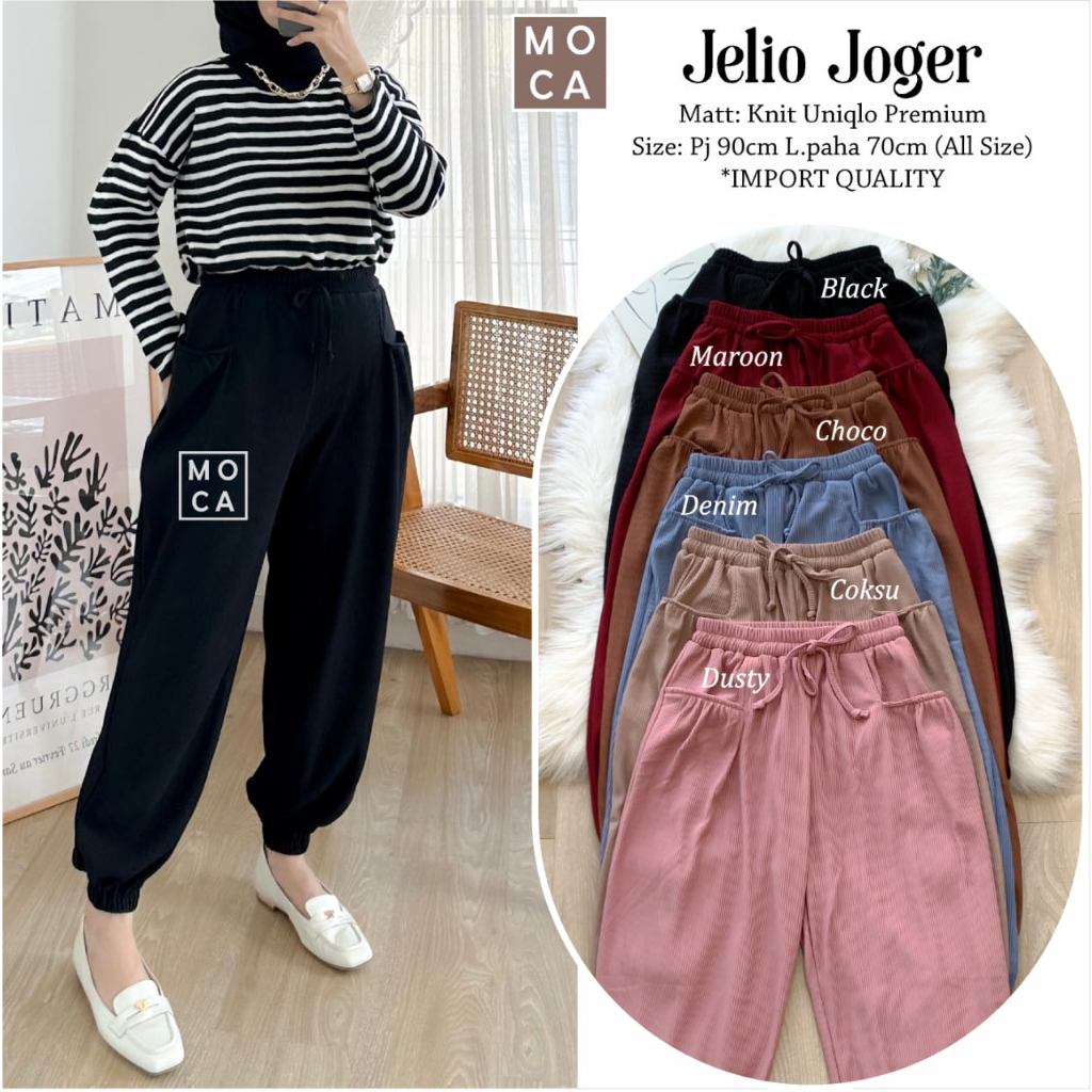 Moca Labeled Jelio Joger Plain Knit Uniqlo Premium กางเกงผู้หญิง
