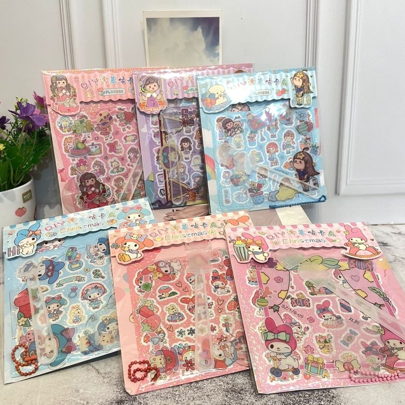 Fan Sticker Package Sz-176 Unique Hand Fan Sticker Set Cute Aesthetic Korean Stickers