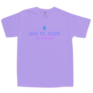 ผ้าฝ้าย ลาย KAOS KIM TAEHYUNG LOVE ME AGAIN PURPLE TULISAN KAOS 30S