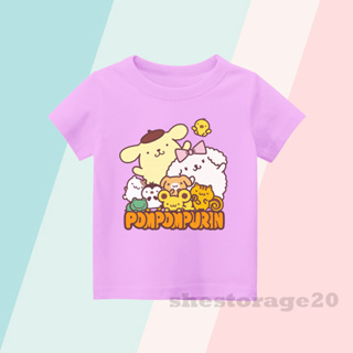 SANRIO เสื้อยืด พิมพ์ลายตัวละคร POMPOMPURIN คุณภาพสูง สําหรับเด็ก