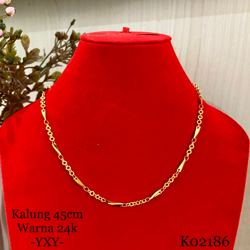 Yaxiya สร้อยคอธรรมดาพร้อมโซ่ทองผสม 45ซม. K02186